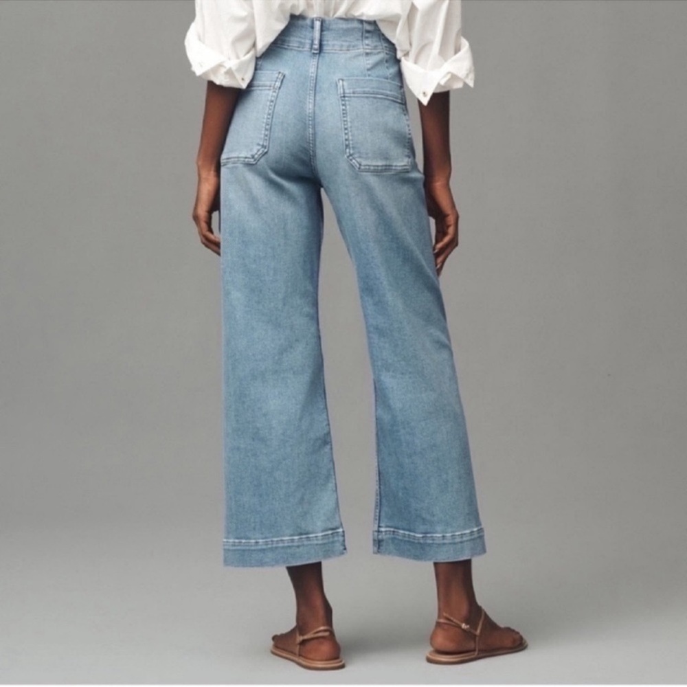Anthropologie The Colette Crop Wide-Leg Jeans Light Blue 26 - Picture 3 of 7